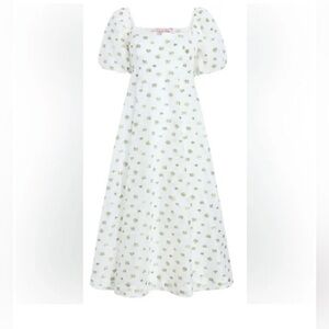 Hill House Matilda organza White and Green Floral EUC like new